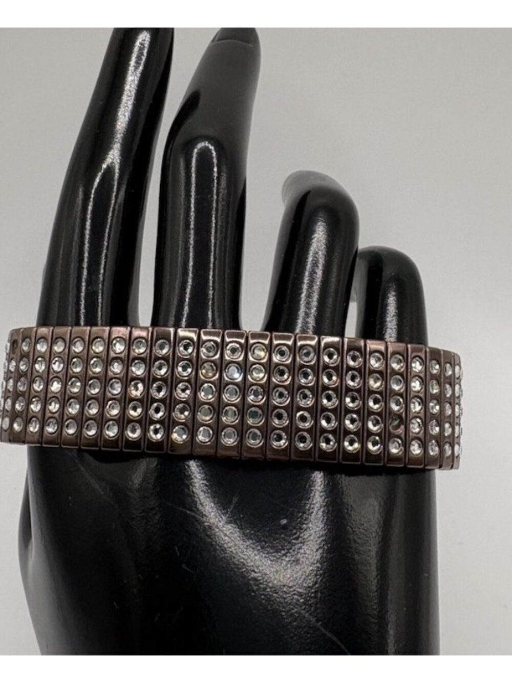 Signed Swarovski Swan Clear Rhinestone Crystal Stretch Bracelet READ